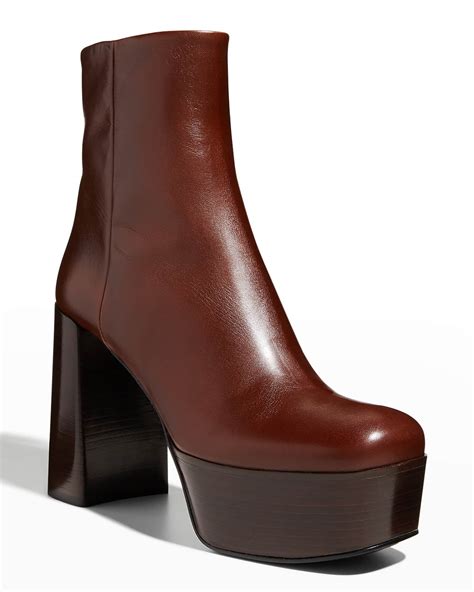 Prada Vitello Leather Platform Booties 